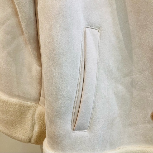 FOX & WIT Sz 2X Faux Leather Faux Sherpa Lined Double Breasted Jacket Coat NEW - Picture 8 of 16